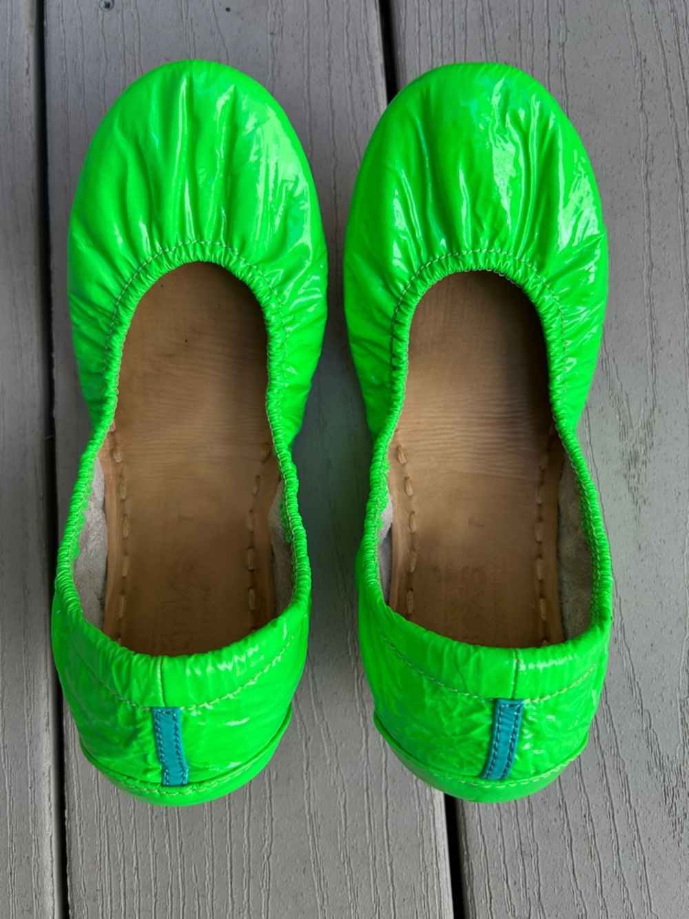 Tieks Neon Green Leather Ballet Flats